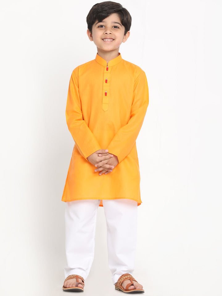 Vastramay Boy's Orange Solid Kurta