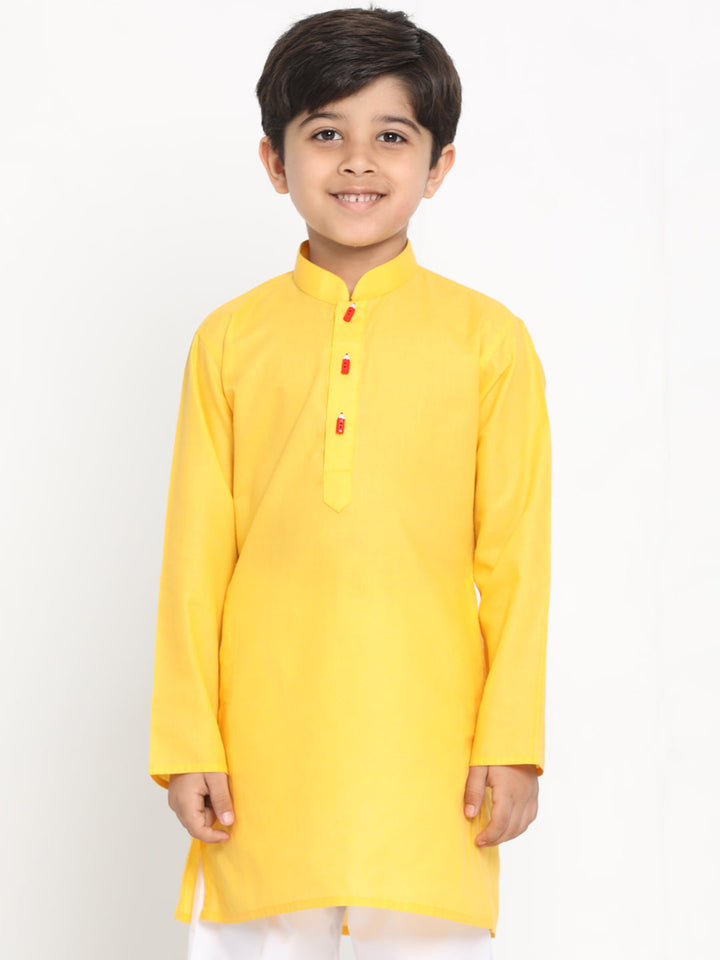 Vastramay Boy's Yellow Solid Kurta