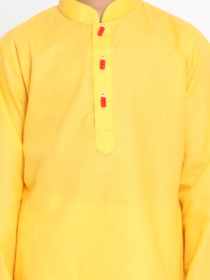 Vastramay Boy's Yellow Solid Kurta