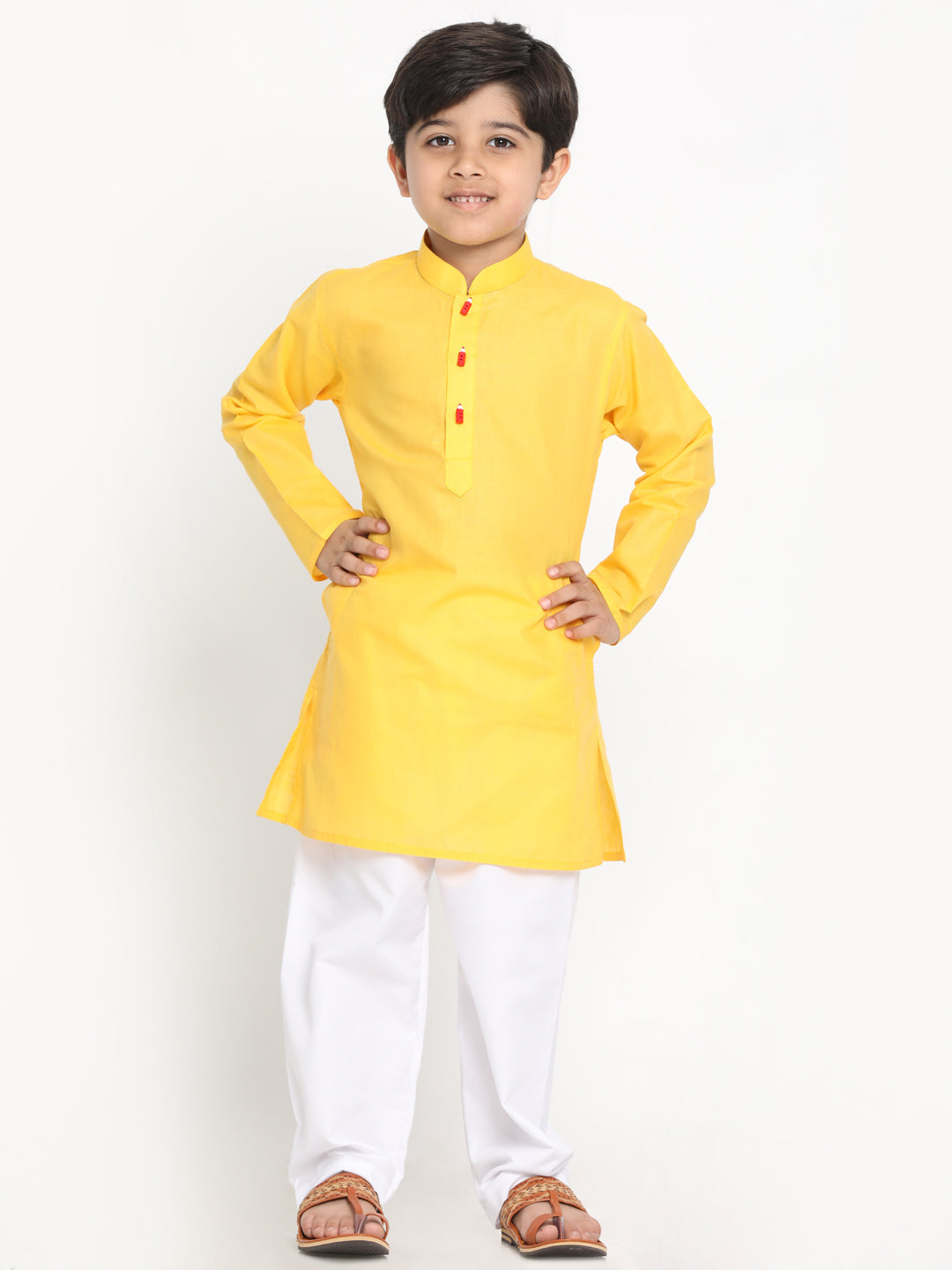 Vastramay Boy's Yellow Solid Kurta