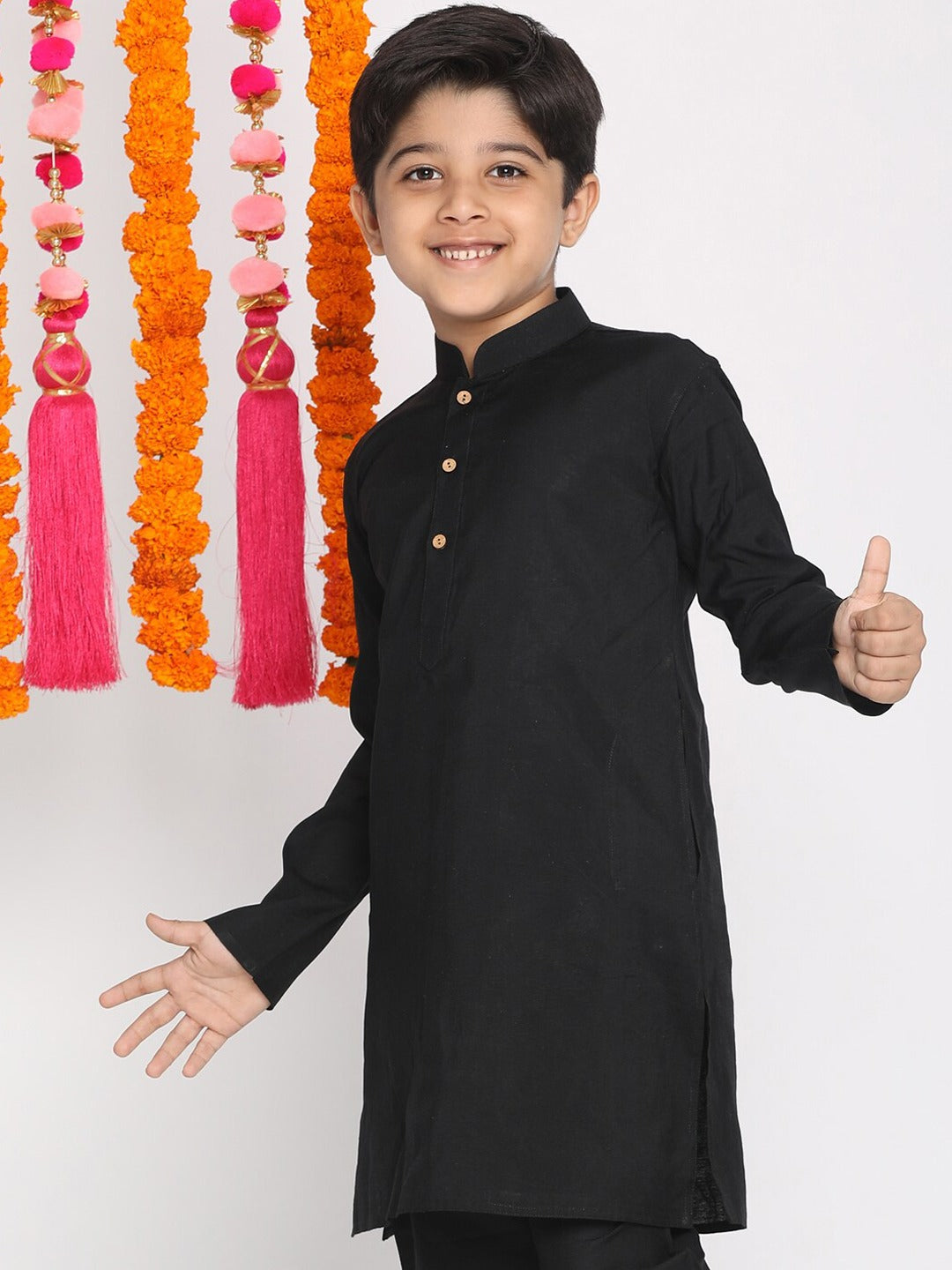 VASTRAMAY Boys Black Kurta