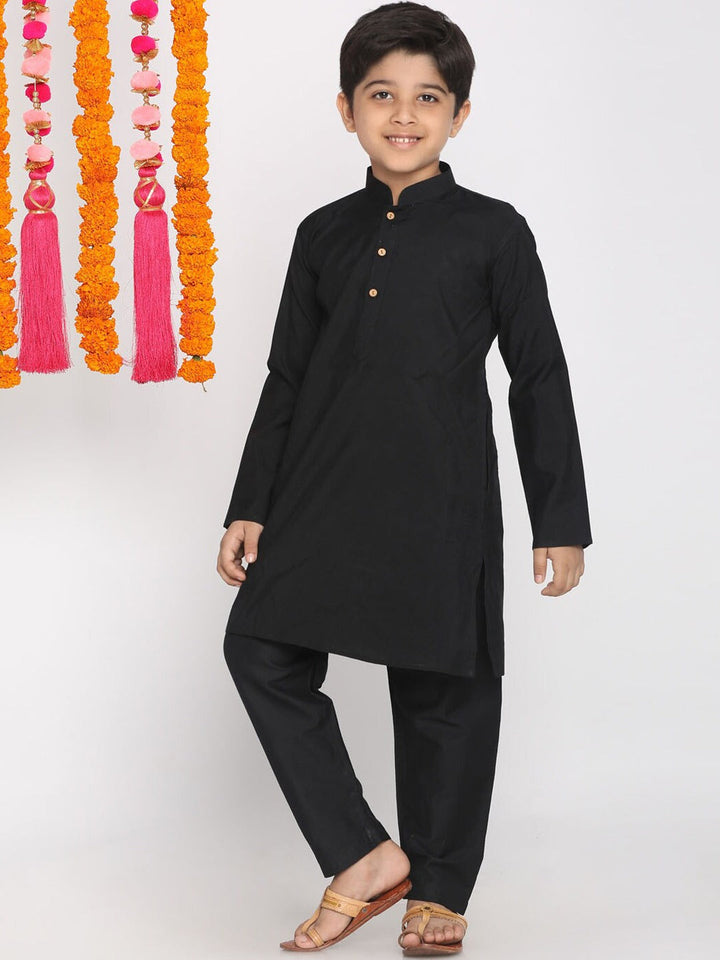 VASTRAMAY Boys Black Kurta