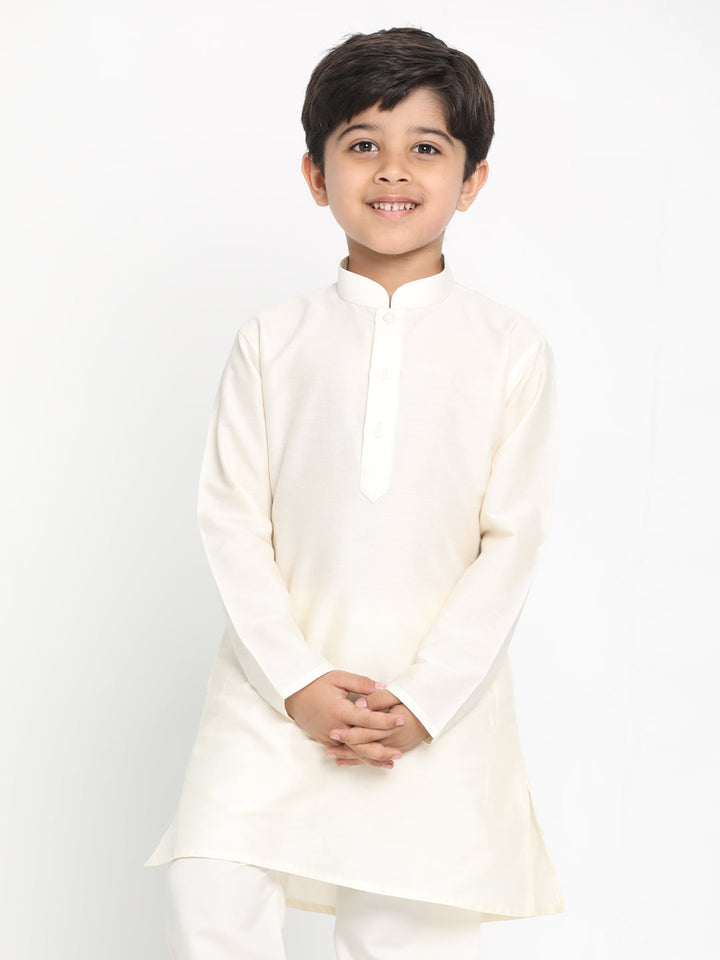 VASTRAMAY Boys Cream-Coloured Kurta