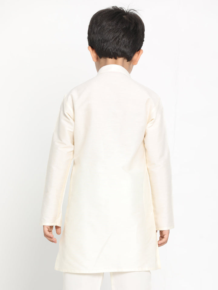 VASTRAMAY Boys Cream-Coloured Kurta