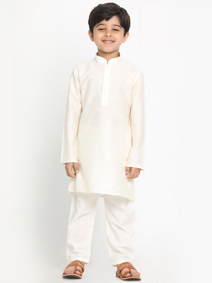 VASTRAMAY Boys Cream-Coloured Kurta