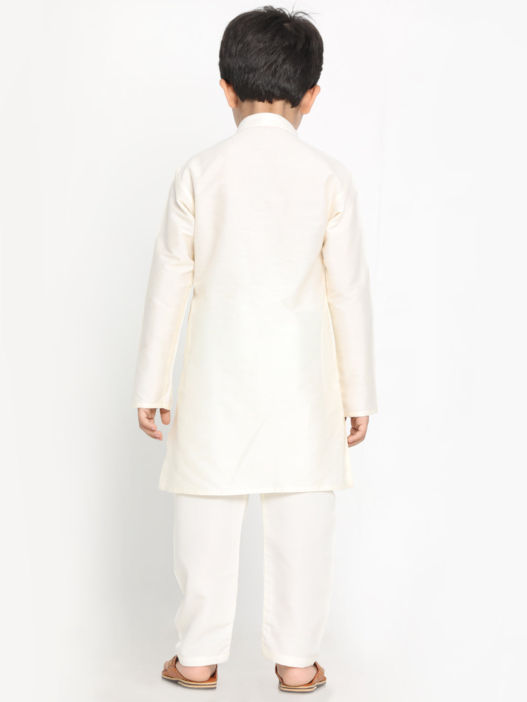 Vastramay Boy's Cream Kurta With Pyjama Set