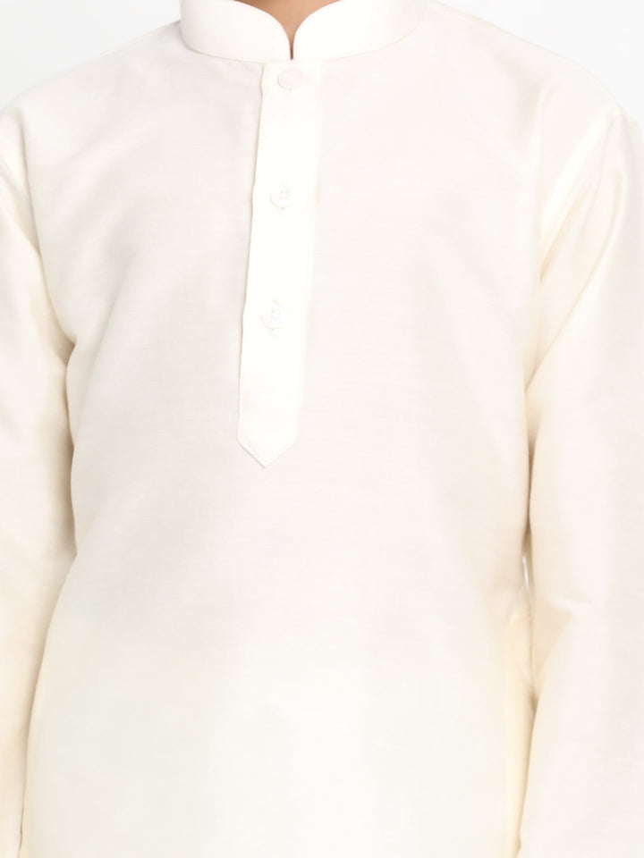 Vastramay Boy's Cream Kurta With Pyjama Set