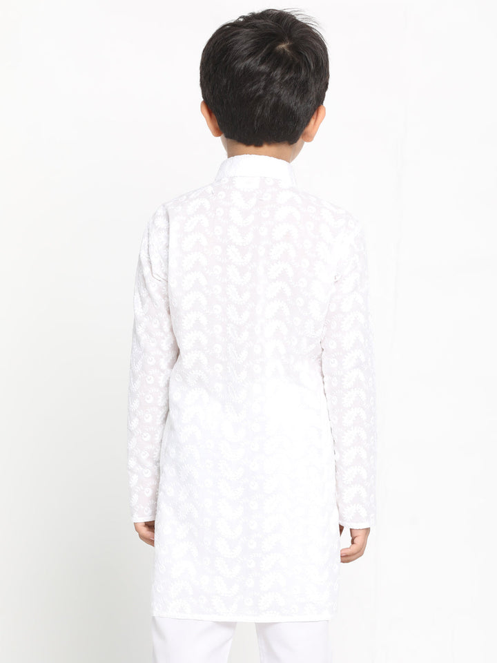 Vastramay Boy's White Lukhnowi Chikankari Kurta