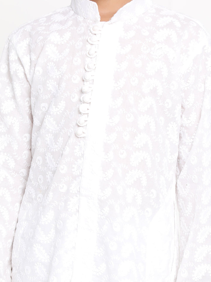 Vastramay Boy's White Lukhnowi Chikankari Kurta