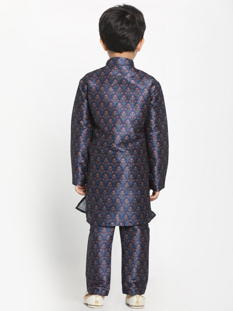 Vastramay Boys Silk Blend Digital Printed Kurta and Pyjama Set