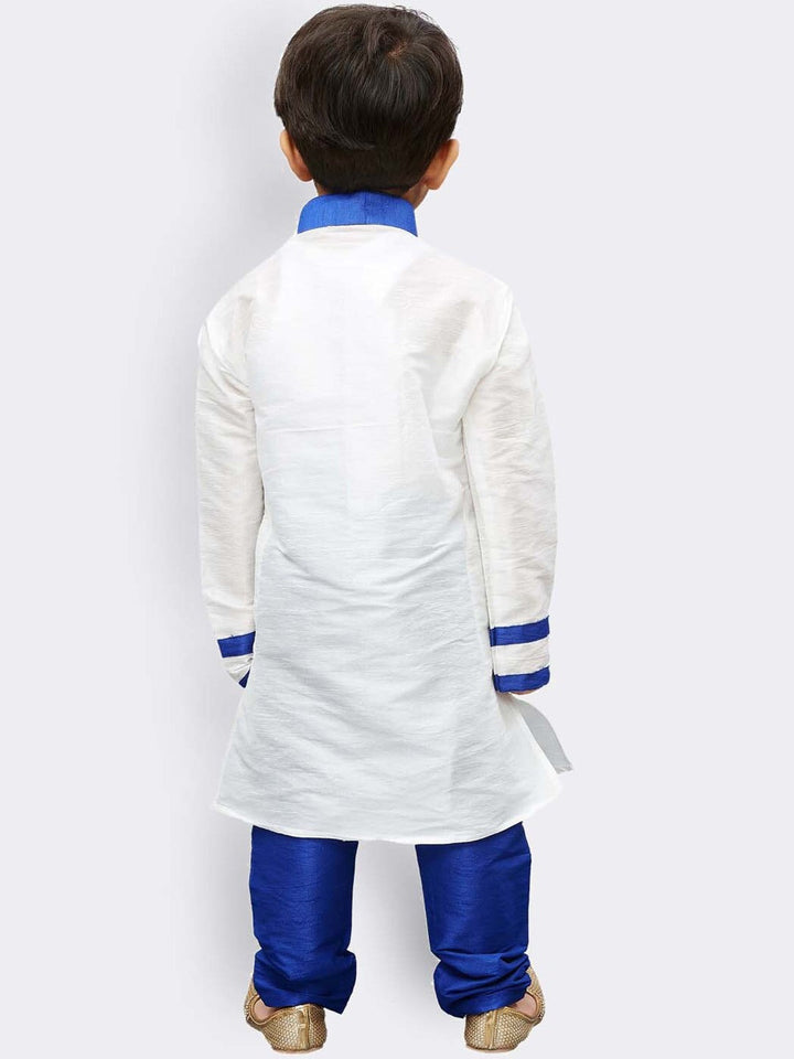 Vastramay Boys White Yoke Design Kurta With Pyjama Set