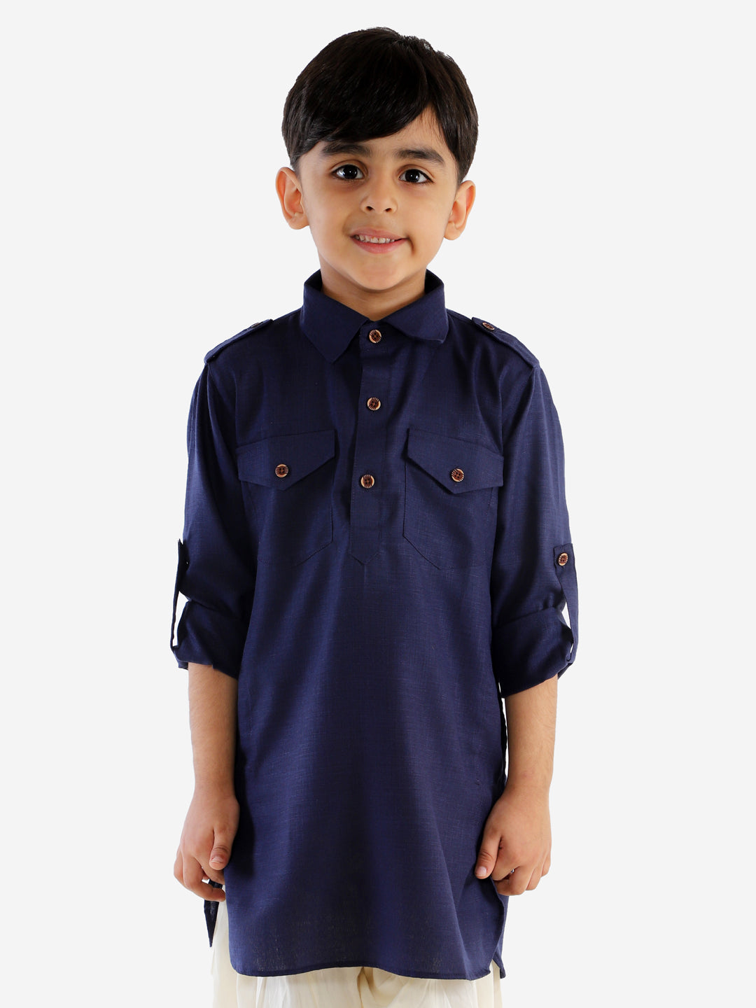 VASTRAMAY Boys' Blue Pathani Kurta - qivii