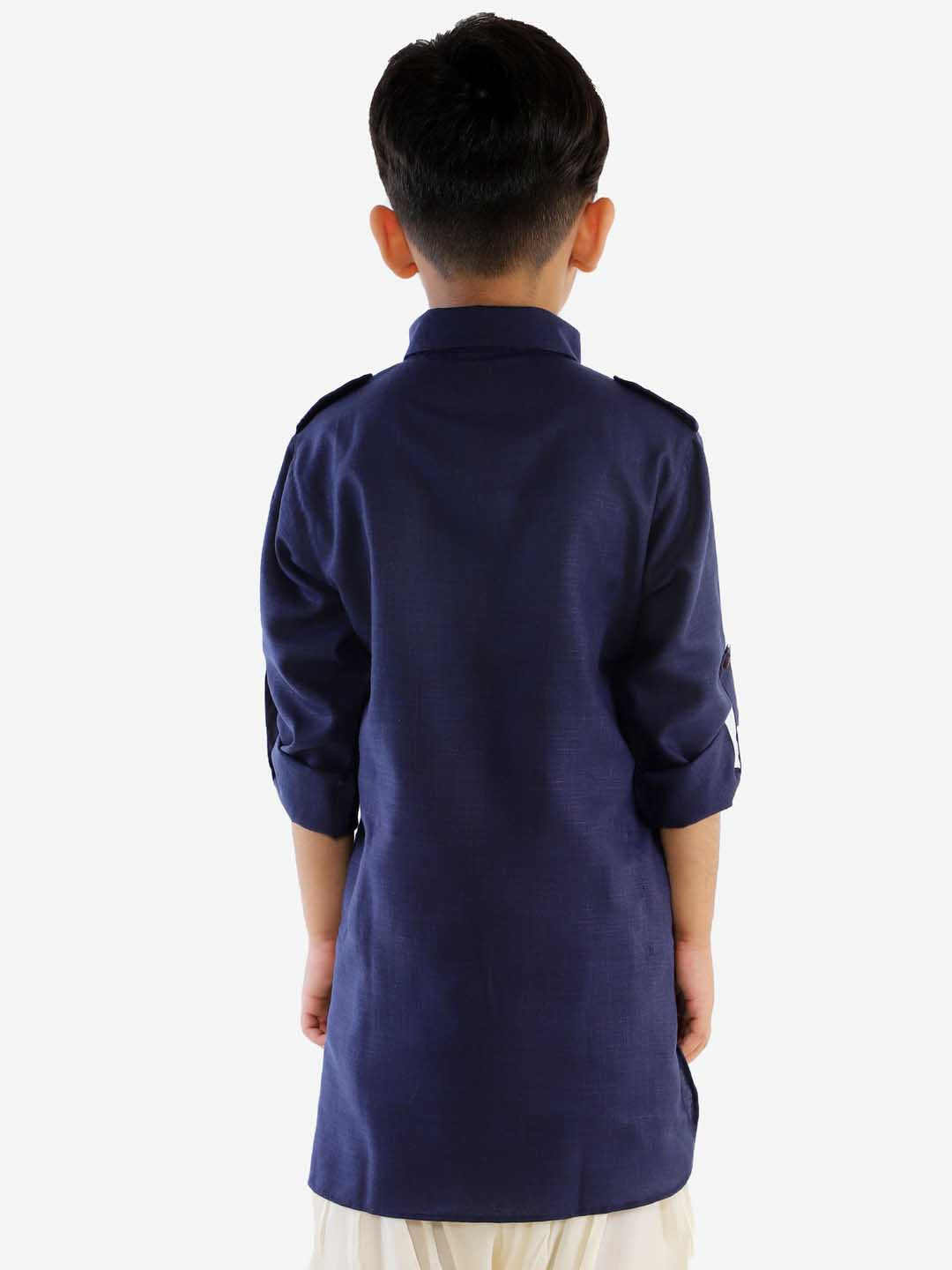 VASTRAMAY Boys' Blue Pathani Kurta - qivii
