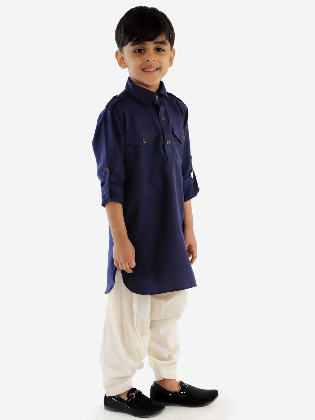 VASTRAMAY Boys' Blue Pathani Kurta - qivii