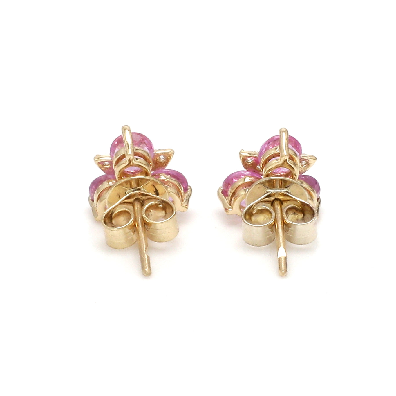 JPERG-2297/8125 Pink Sapphire Round With Diamond Studs Earring