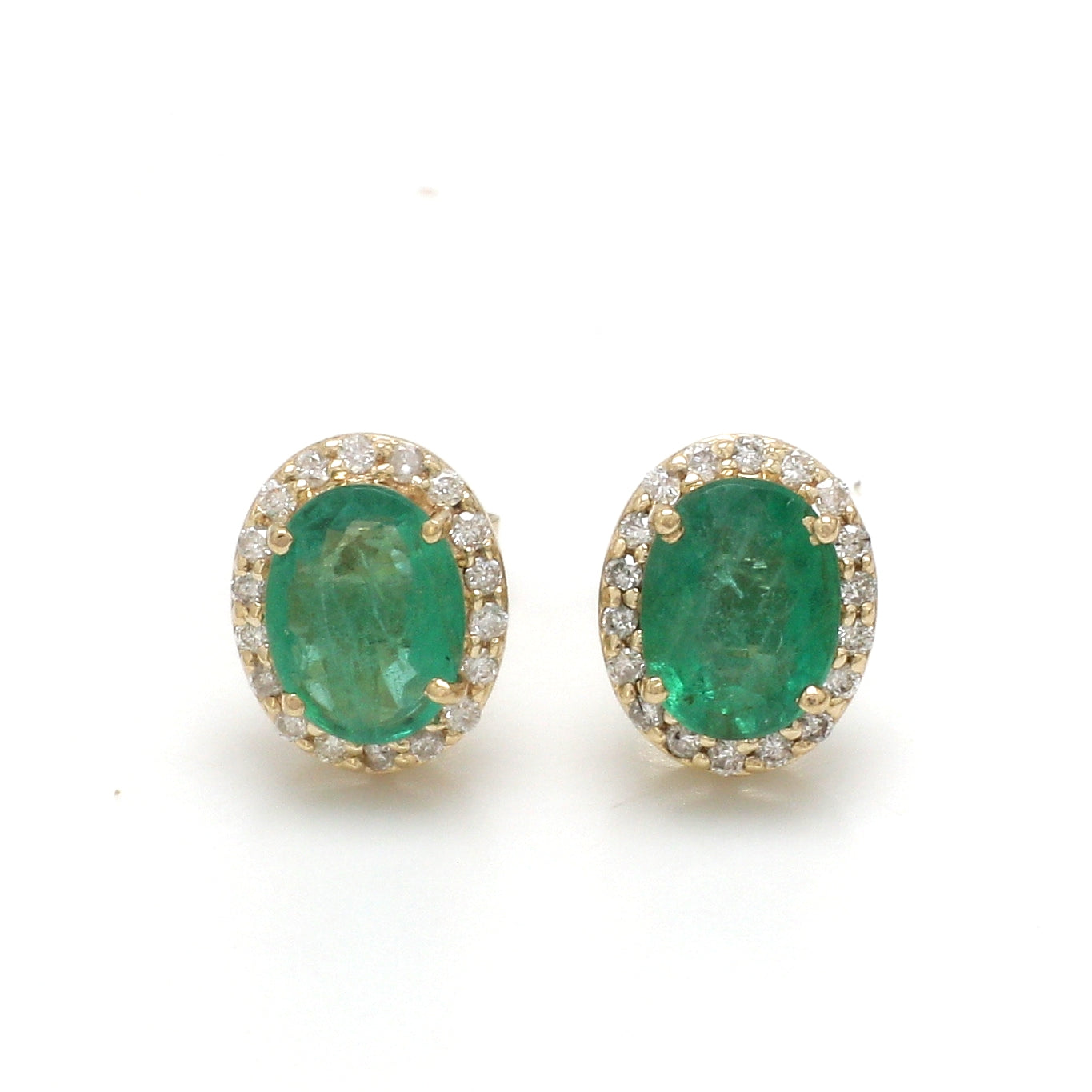 JPERG-2299/8127 Emerald Oval With Round Diamond Earring