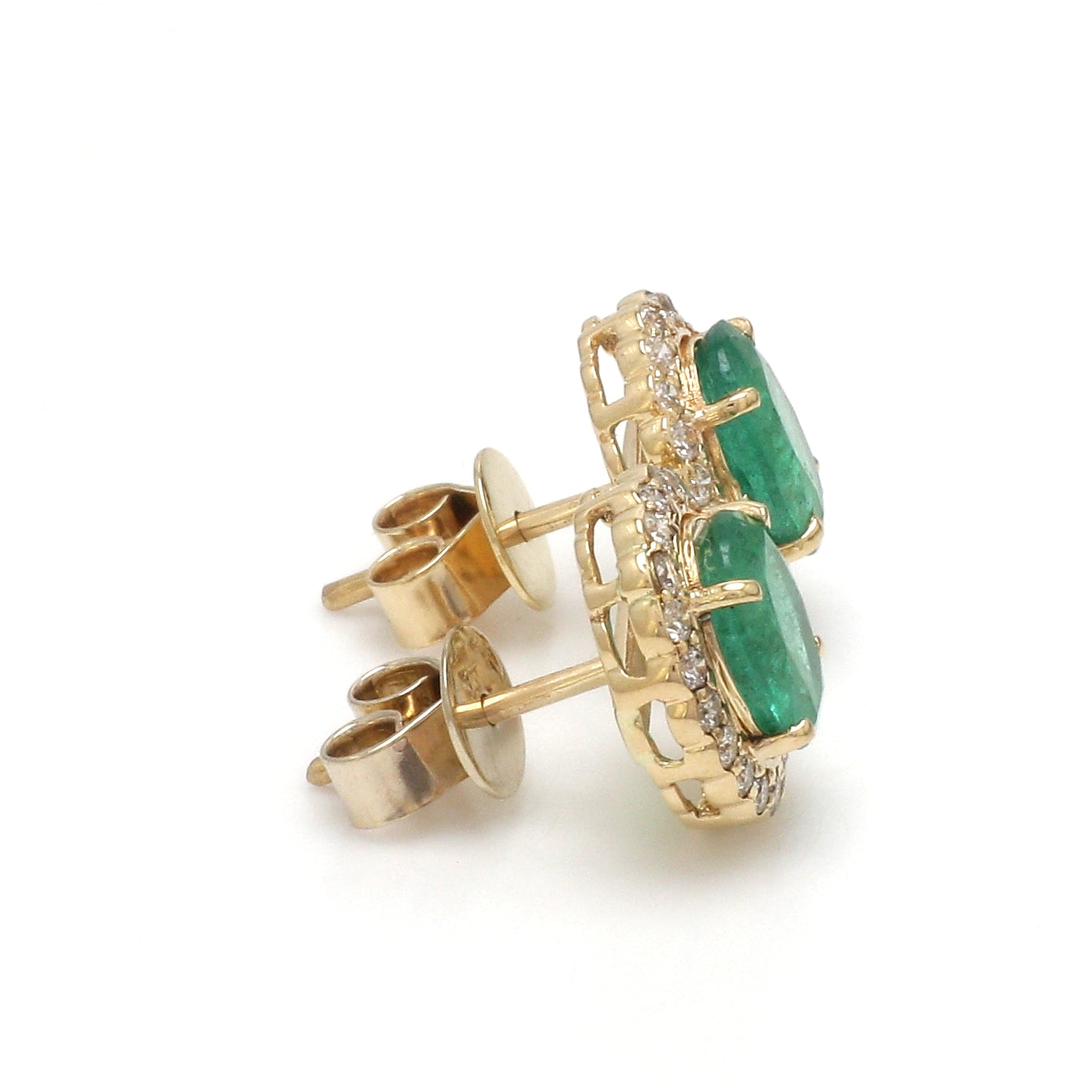 JPERG-2300/8128 Emerald Oval With Diamond Studs Earring