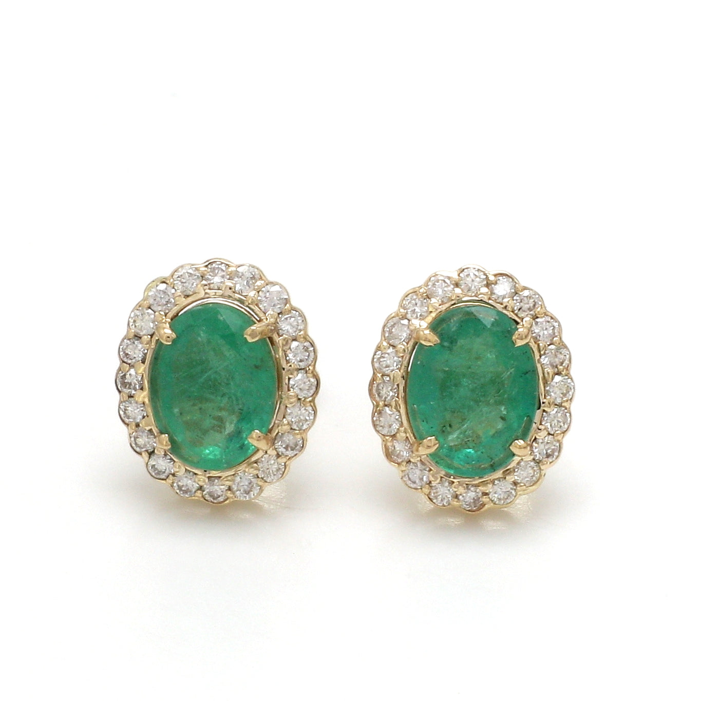 JPERG-2300/8128 Emerald Oval With Diamond Studs Earring