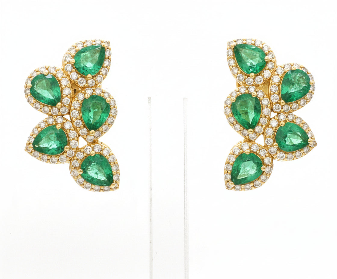 JPERG-3491/9300 Emerald Diamond Earring