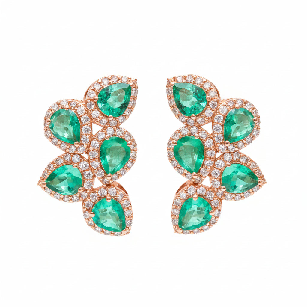 JPERG-3491/9300 Emerald Diamond Earring