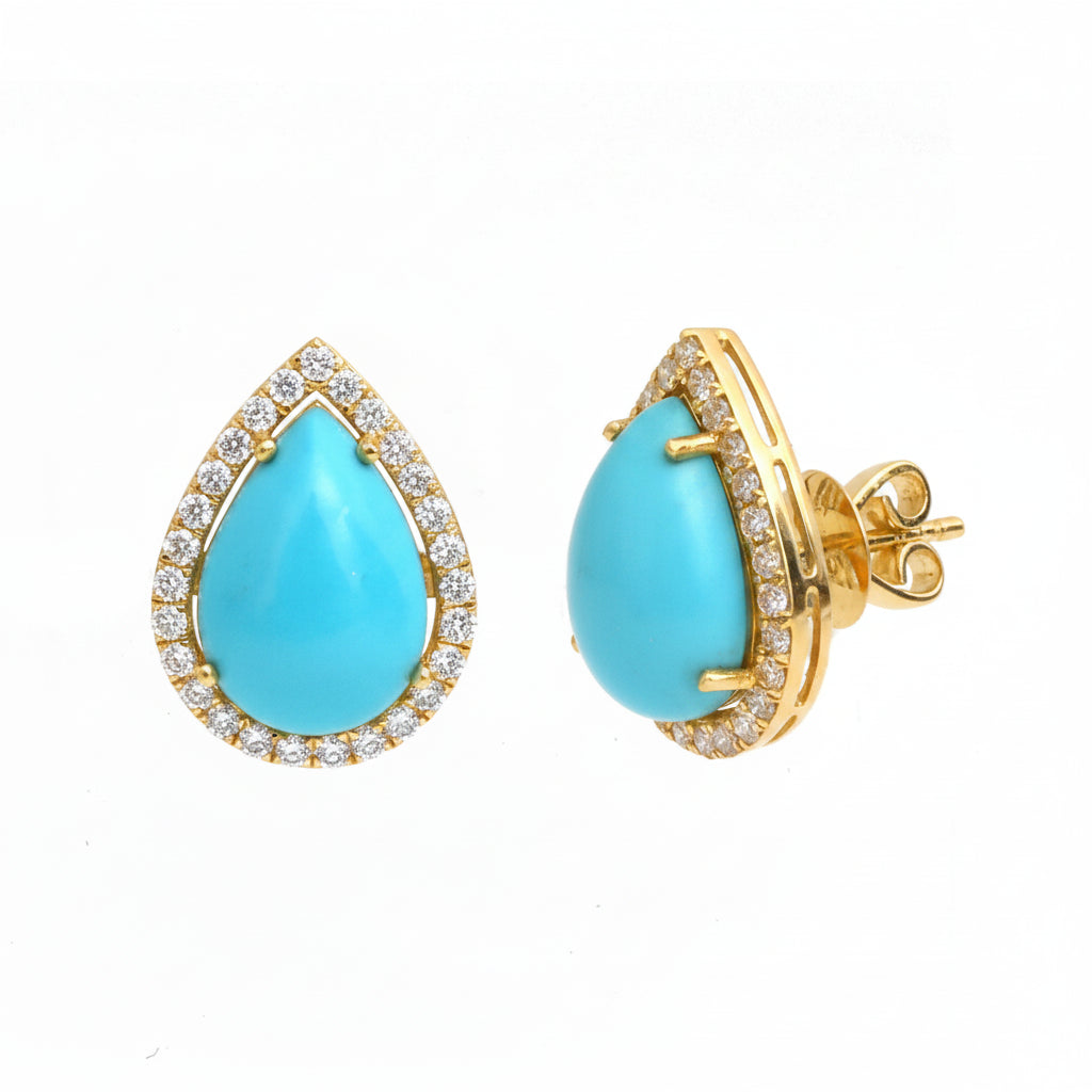 JPERG-3510/9421 Turquoise Diamond Earring