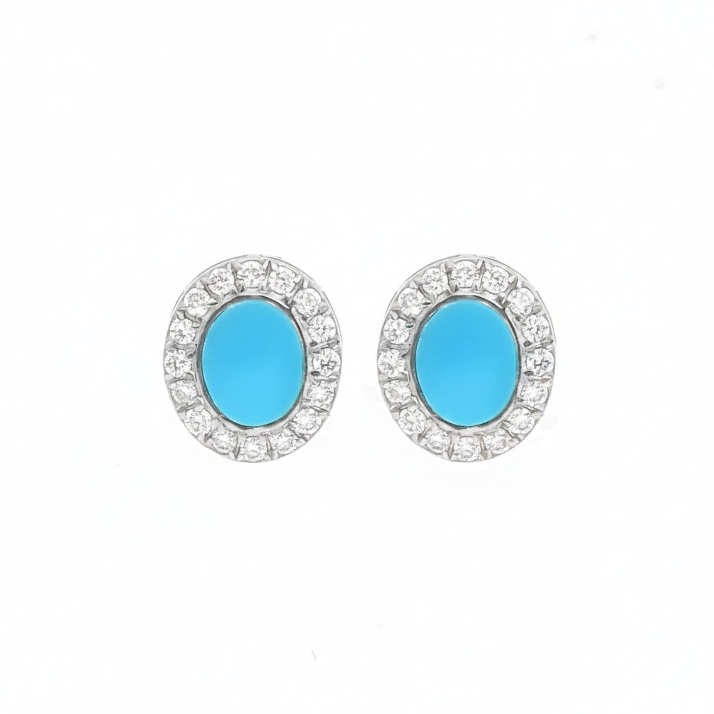 JPERG-3515/9446 Turquoise Diamond Earring