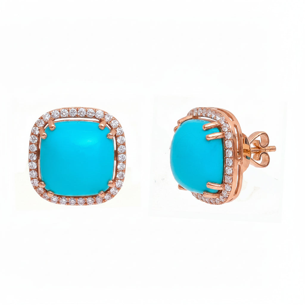 JPERG-3525/9456 Turquoise Diamond Earring