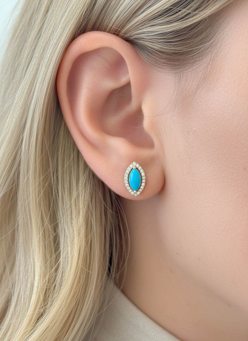 JPERG-3527/9458 Turquoise Diamond Earring