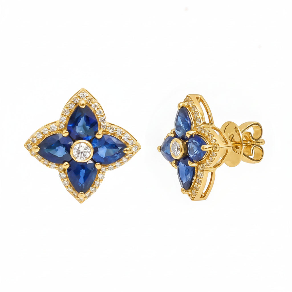 JPERG-3529/9460 Blue Sapphire Diamond Earring