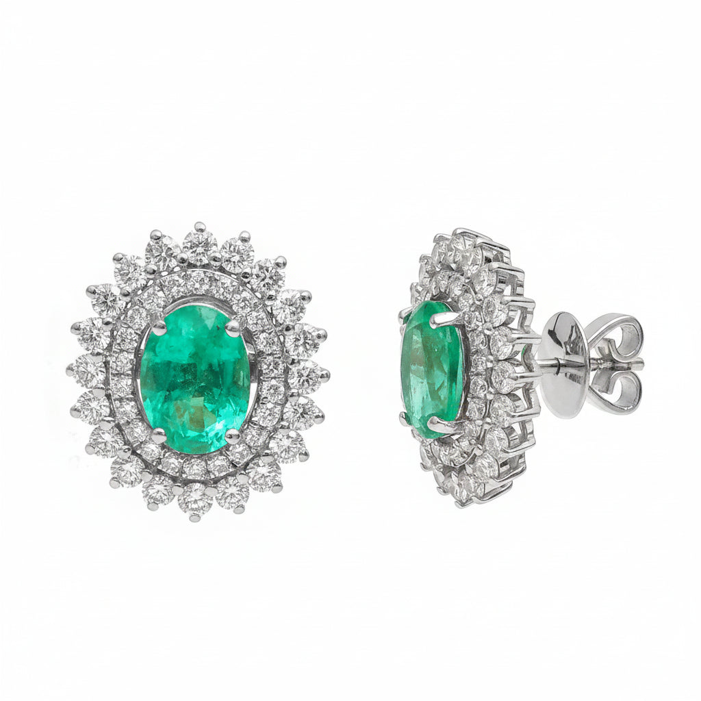 JPERG-3544/9547 Emerald Diamond Earring