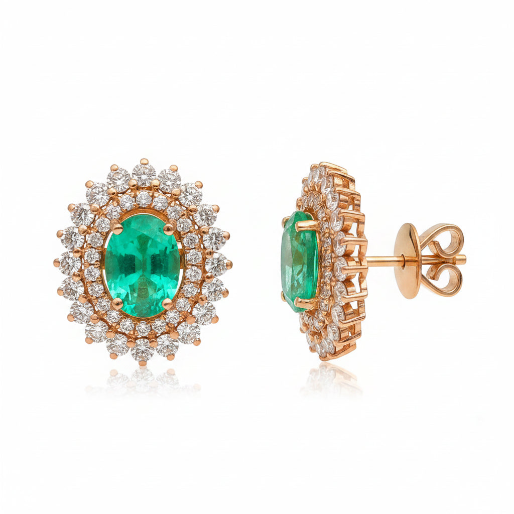 JPERG-3544/9547 Emerald Diamond Earring