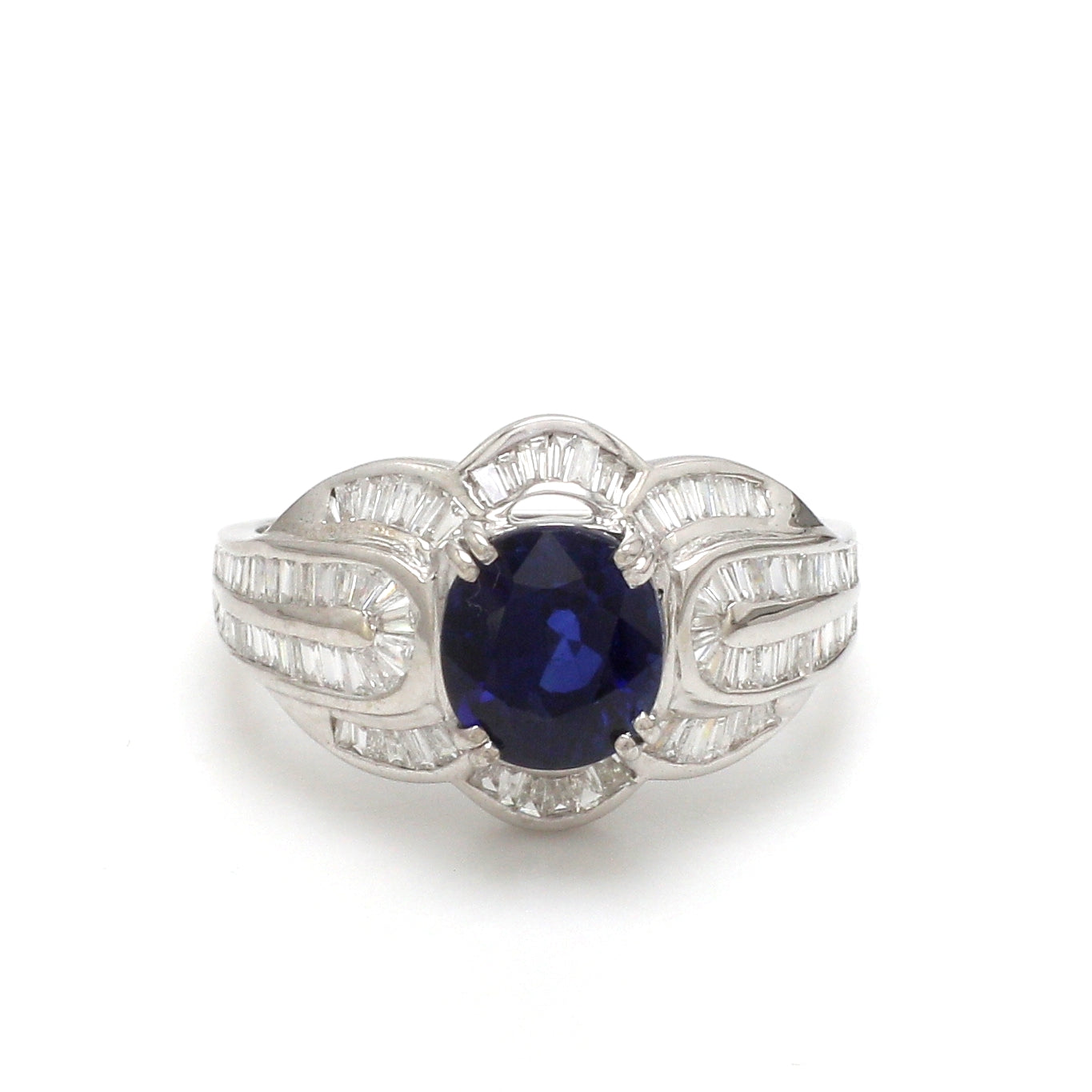 JPRG-3100/8110 Blue Sapphire Oval With Diamond Ring