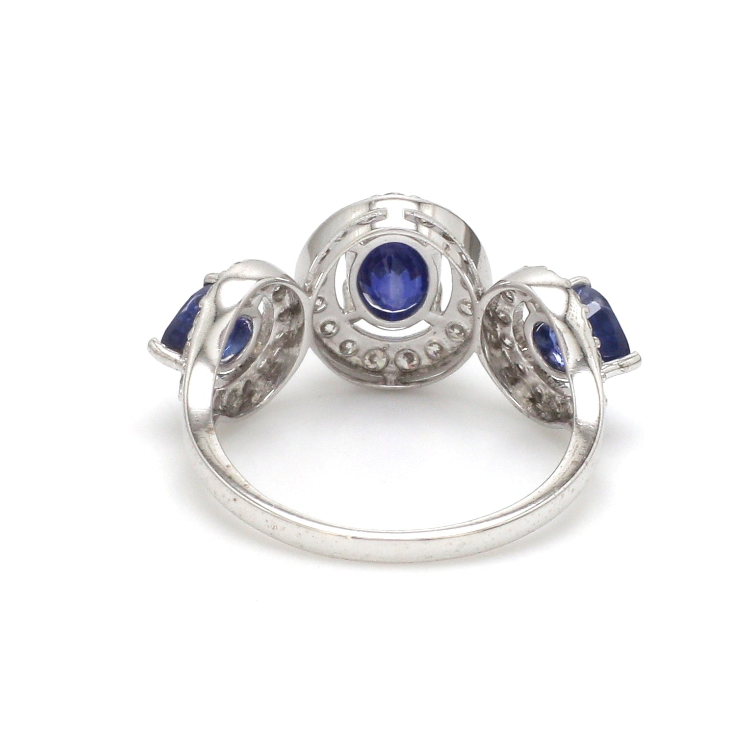 JPRG-3101/8111 Blue Sapphire Oval Pear With Diamond Half Ring