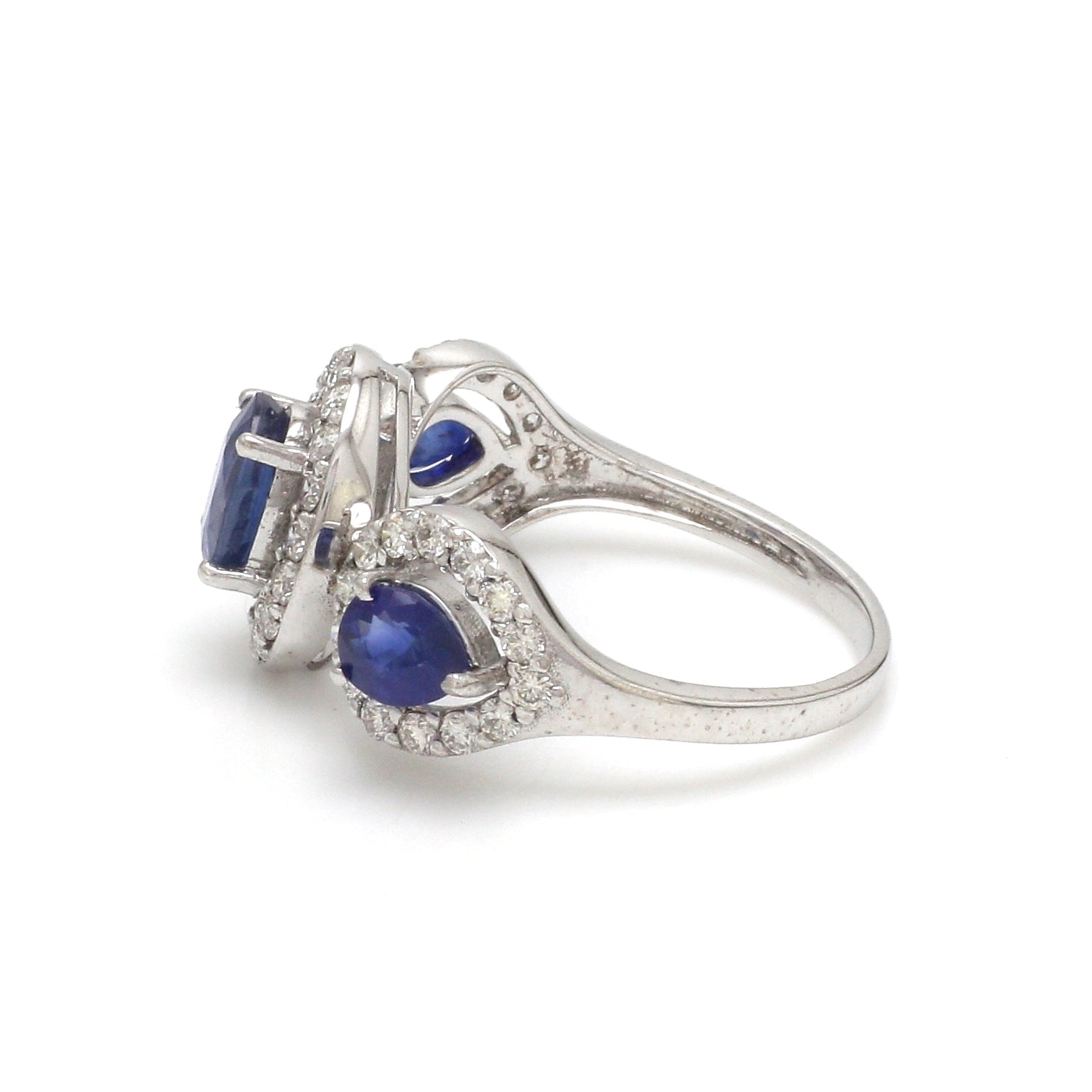 JPRG-3101/8111 Blue Sapphire Oval Pear With Diamond Half Ring