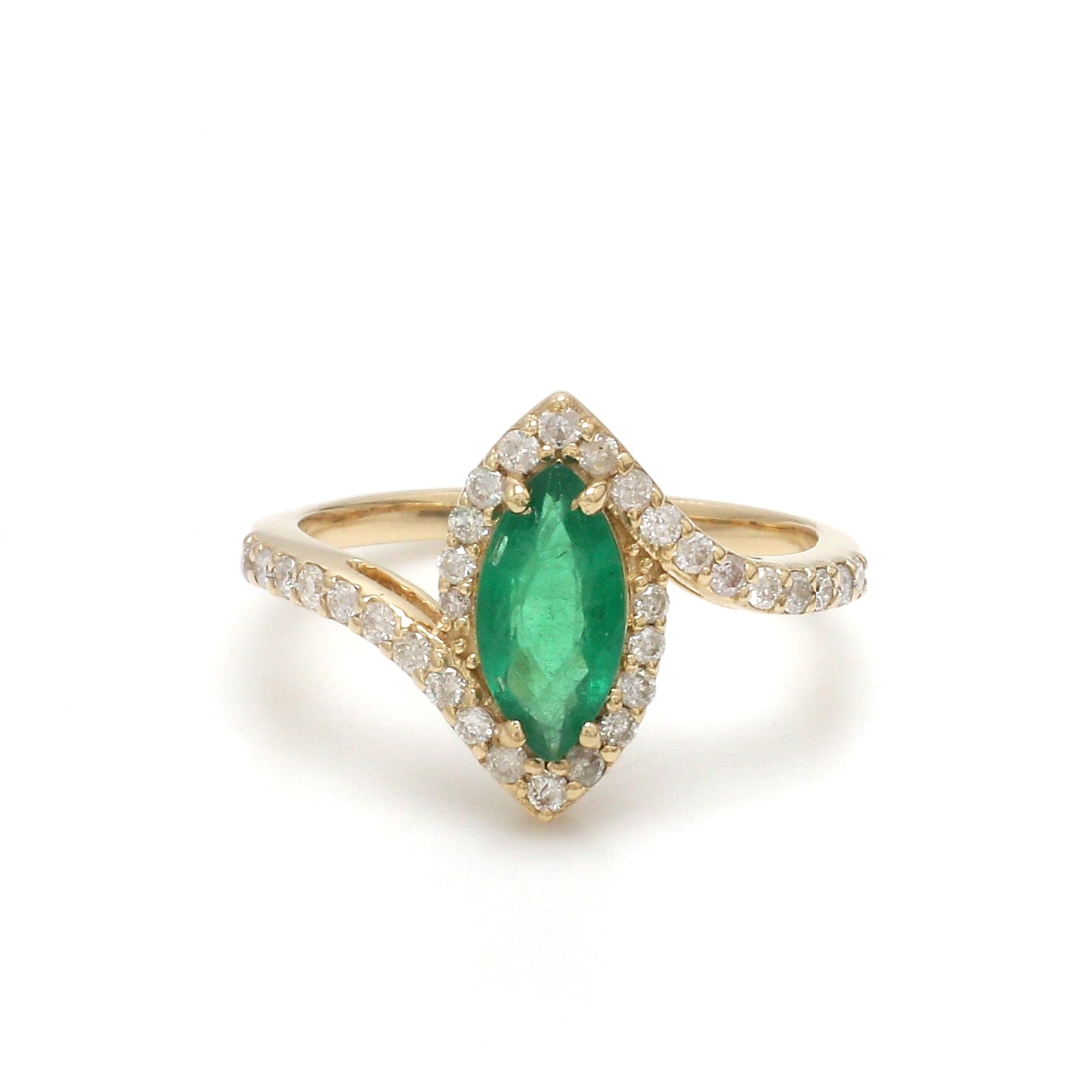 JPRG-3104/8114 Emerald Marquise With Diamond Ring