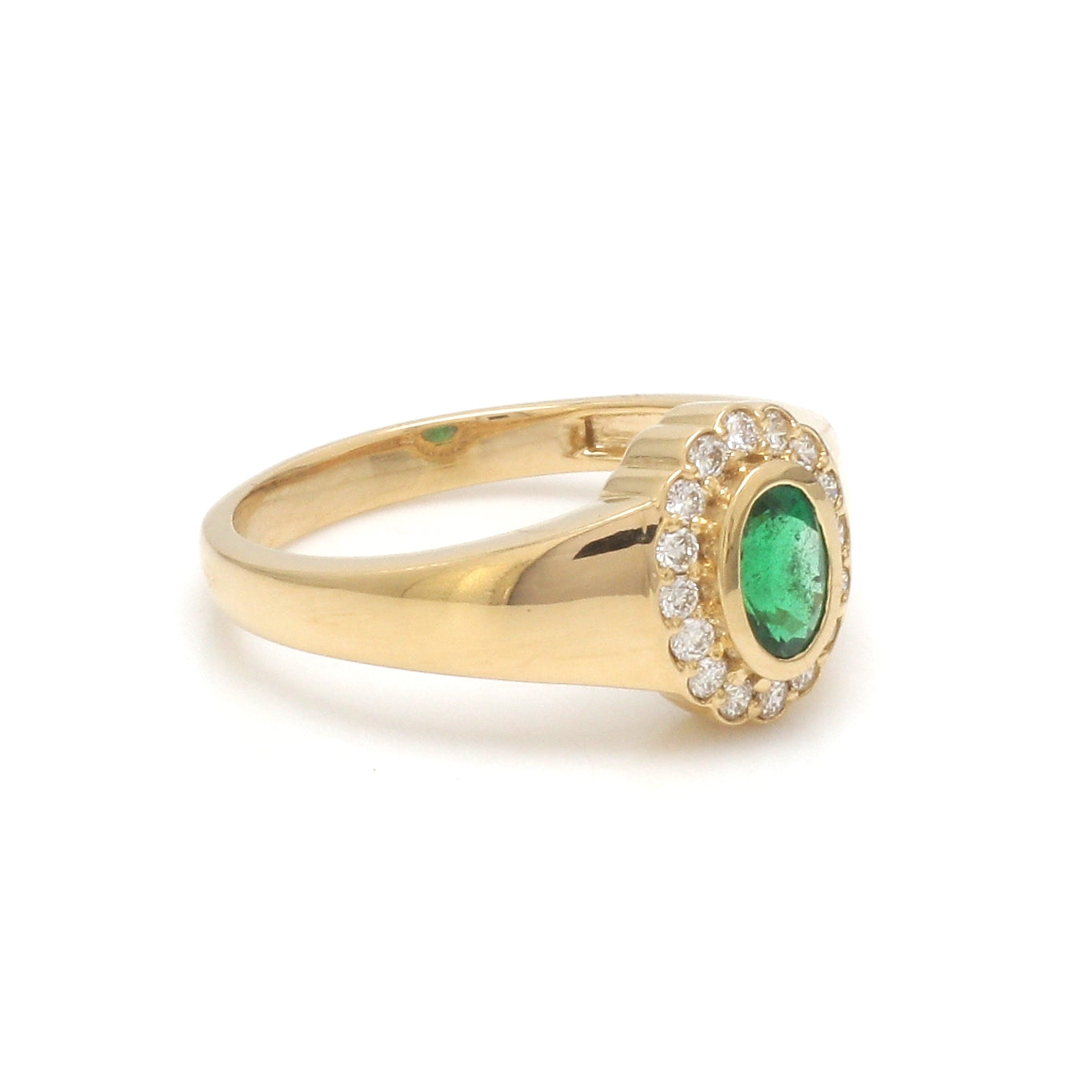 JPRG-3305/8455 Emerald Oval Diamond Signet Ring