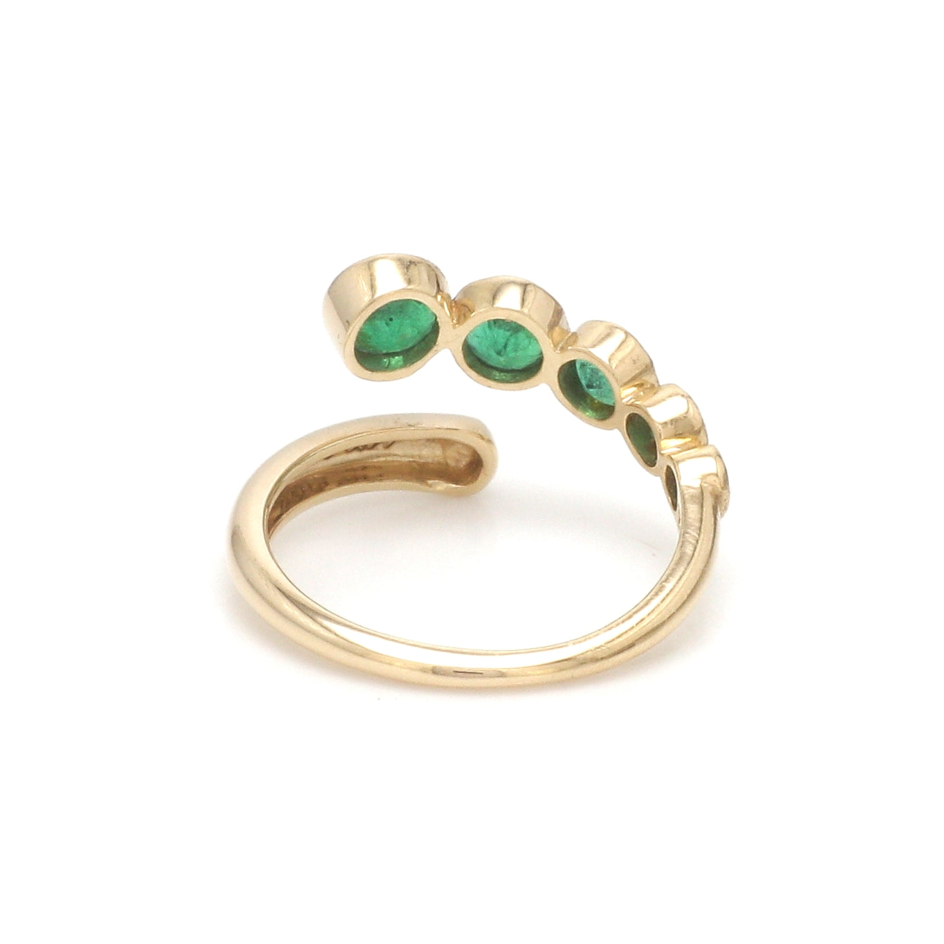 JPRG-3480/8893 Emerald Round Bezel Set East West Ring