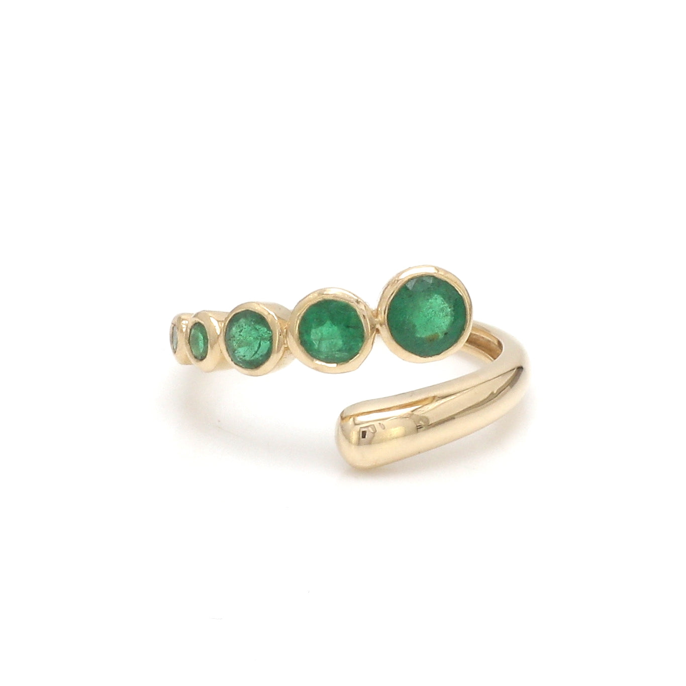 JPRG-3480/8893 Emerald Round Bezel Set East West Ring
