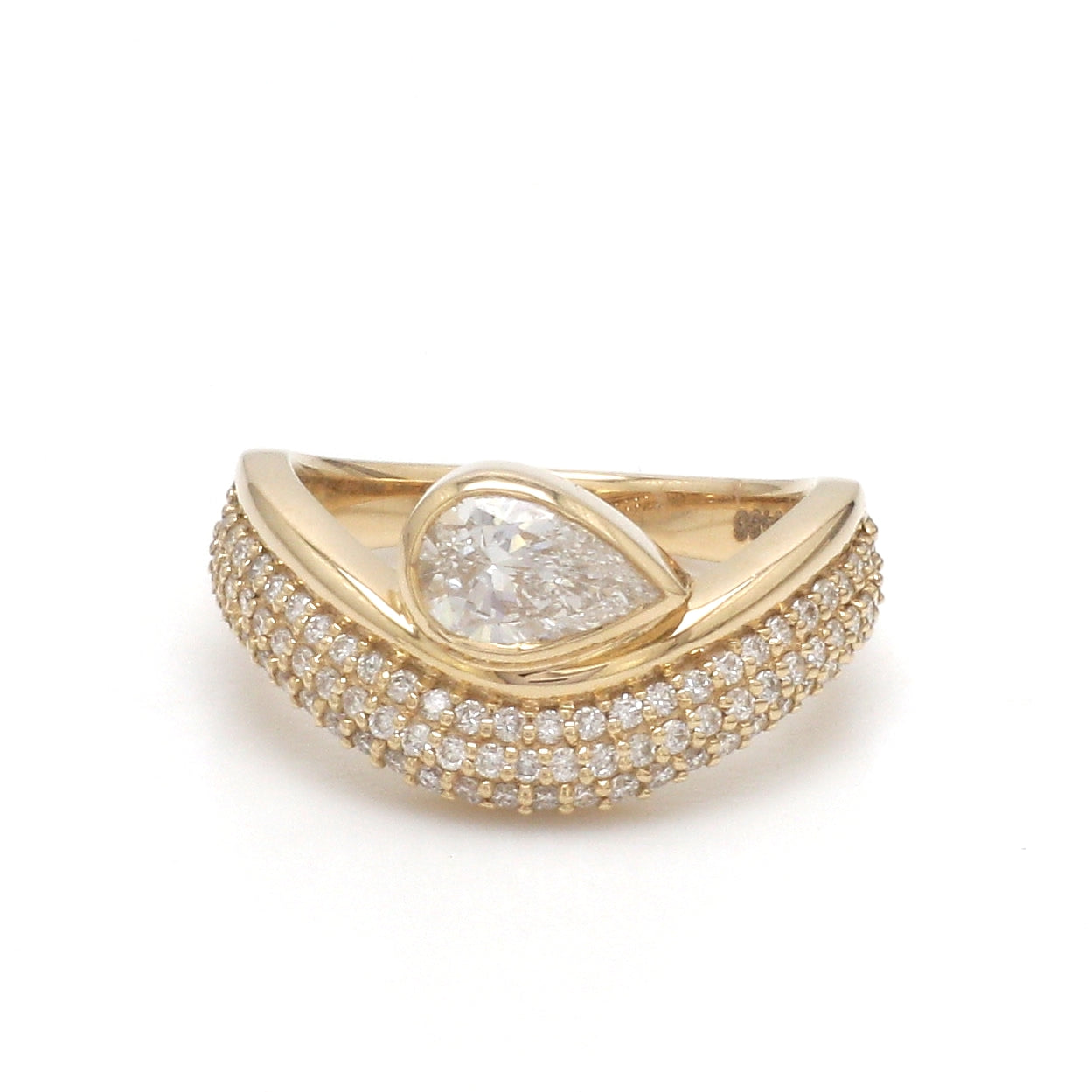 JPRG-3486/8899 Lab Grown Diamond Pear Bezel Set Wave Ring