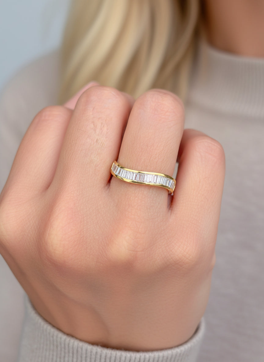 JPRG-3493/8906 Diamond Baguette Chennal Setting Half Wave Ring