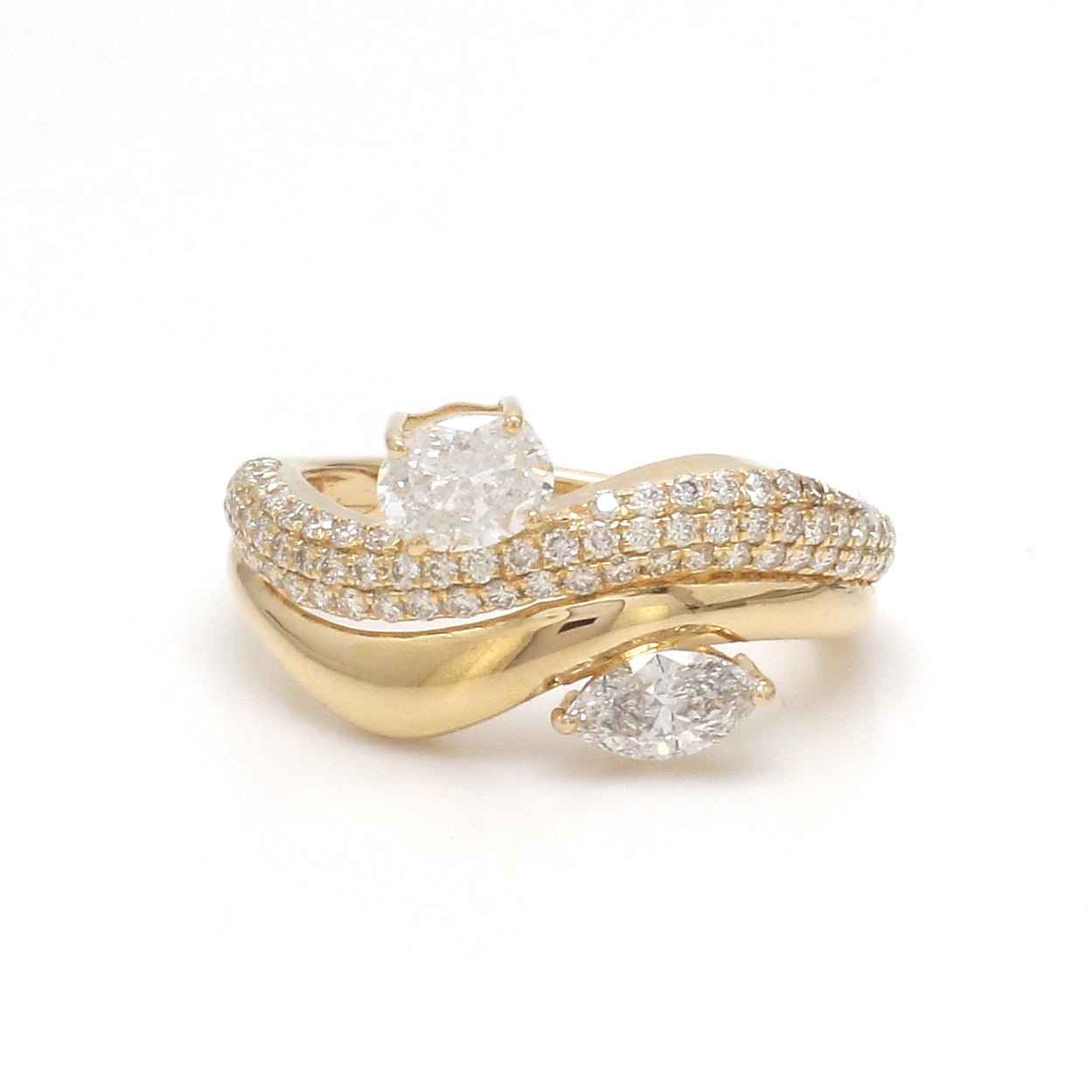 JPRG-3508/8932 Diamond Pear Oval With Round Wave Ring