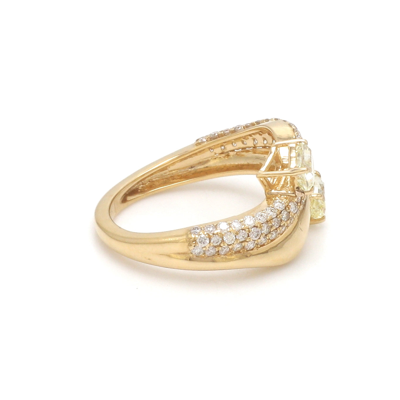 JPRG-3511/8935 Yellow Diamond Cushion With Diamond Wave Ring