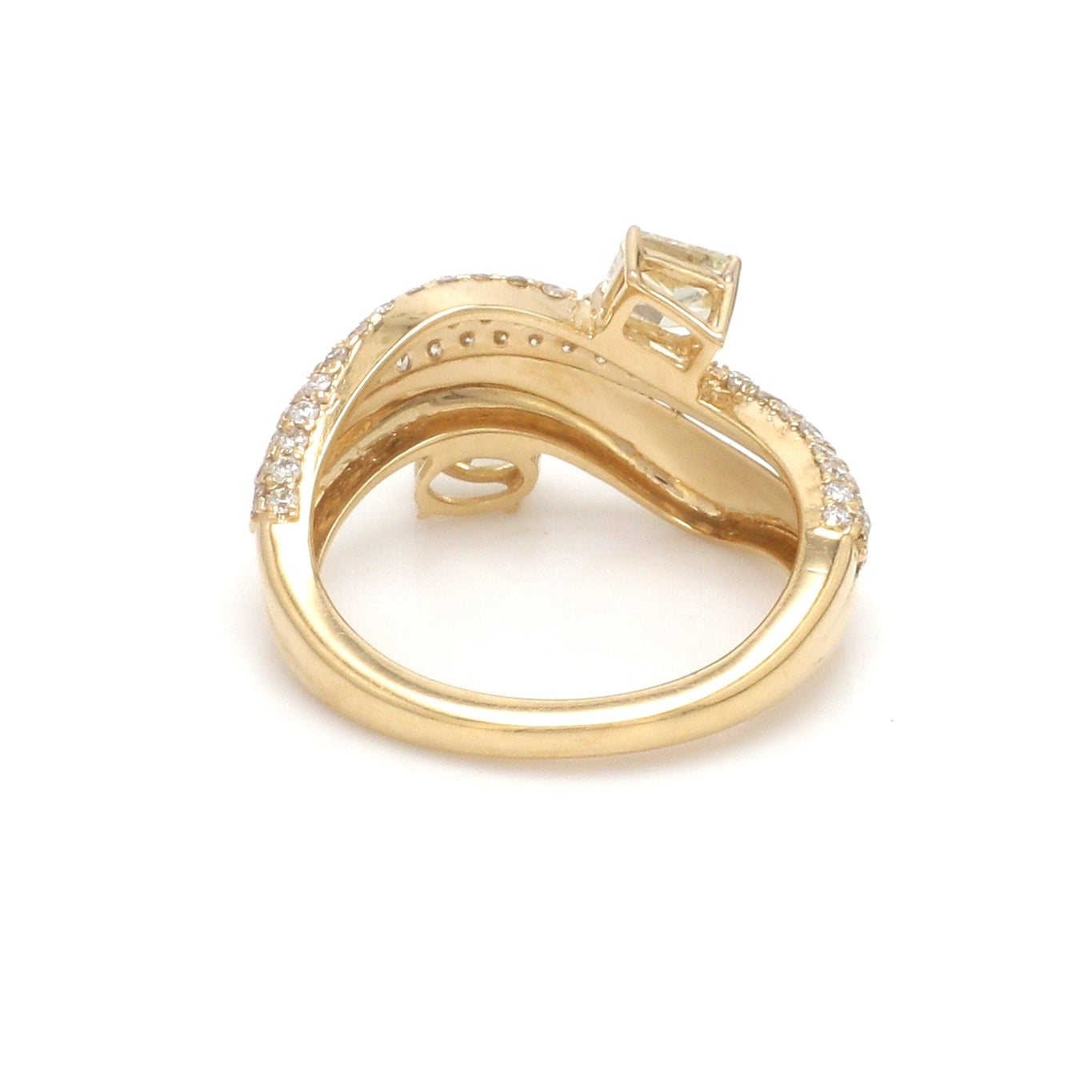 JPRG-3511/8935 Yellow Diamond Cushion With Diamond Wave Ring