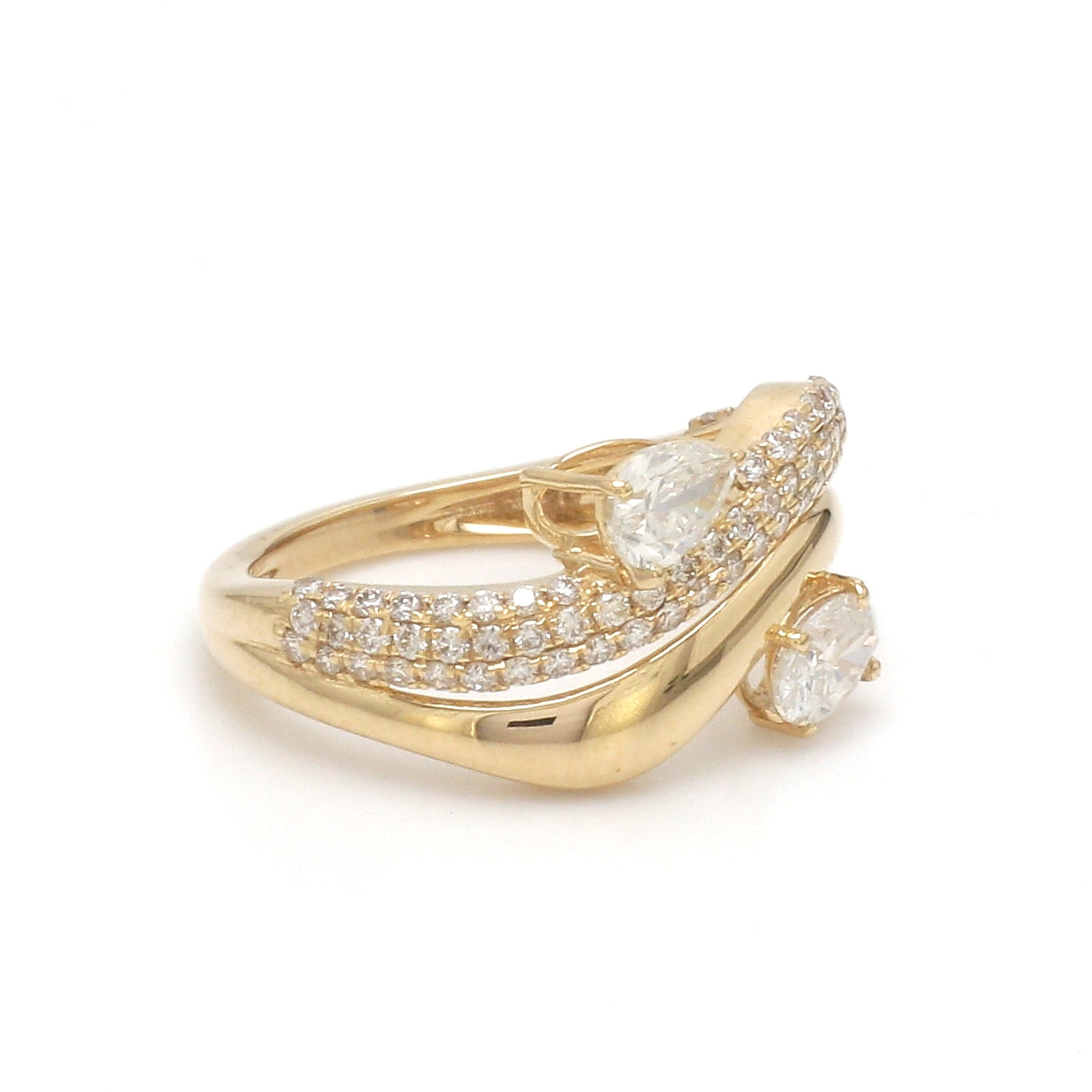 JPRG-3513/8937 Diamond Pear Oval With Round Diamond Wave Ring