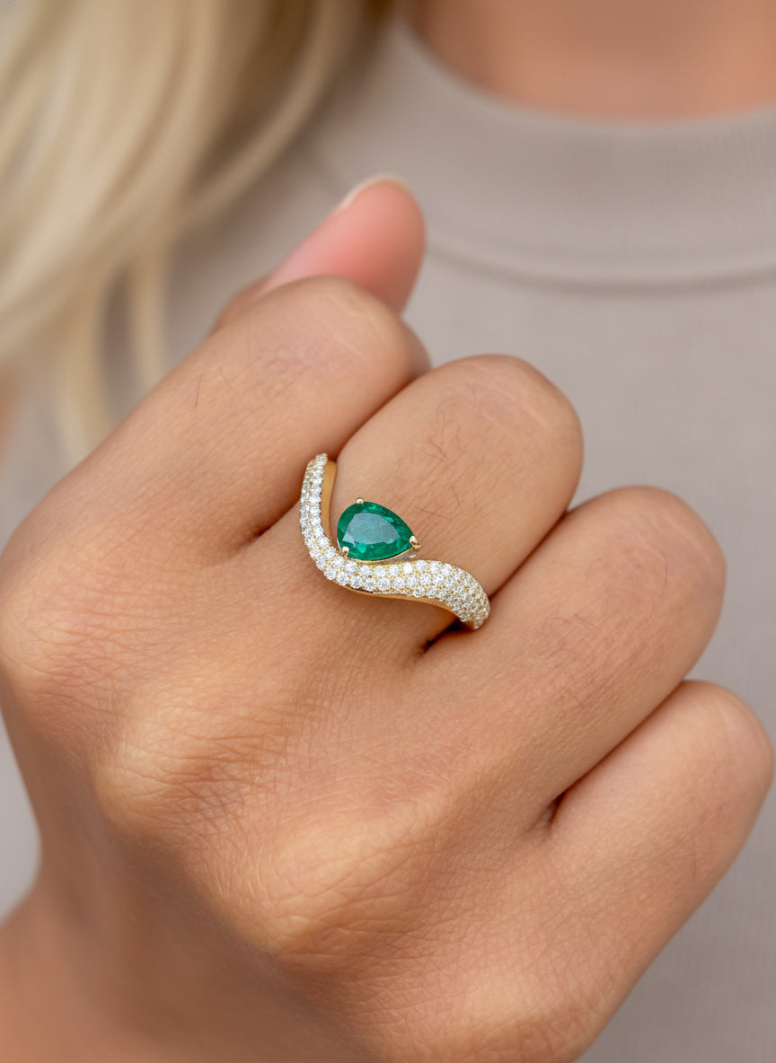 JPRG-3589/9098 Diamond Emerald Ring
