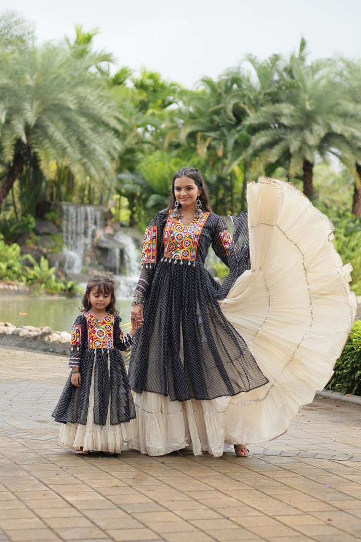 Black Color Kora Cotton with Standard Frill stitching Lehenga