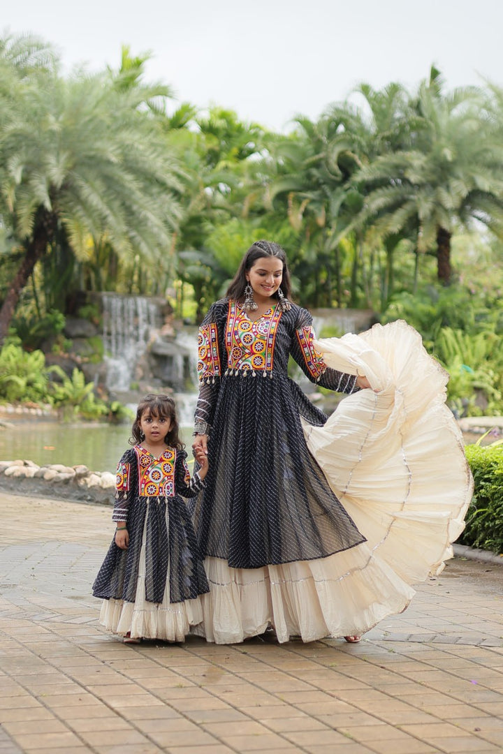 Black Color Kora Cotton with Standard Frill stitching Lehenga