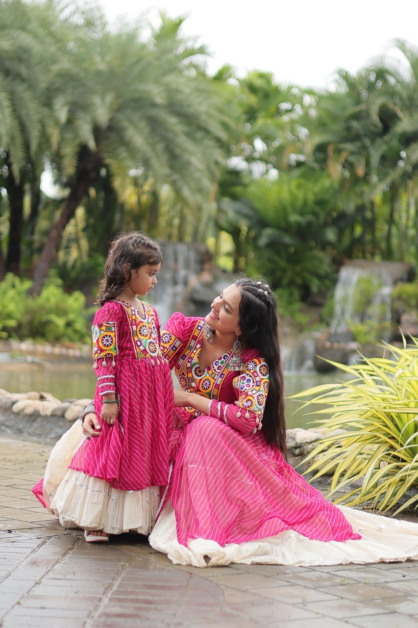 Pink Color Kora Cotton with Standard Frill stitching Lehenga