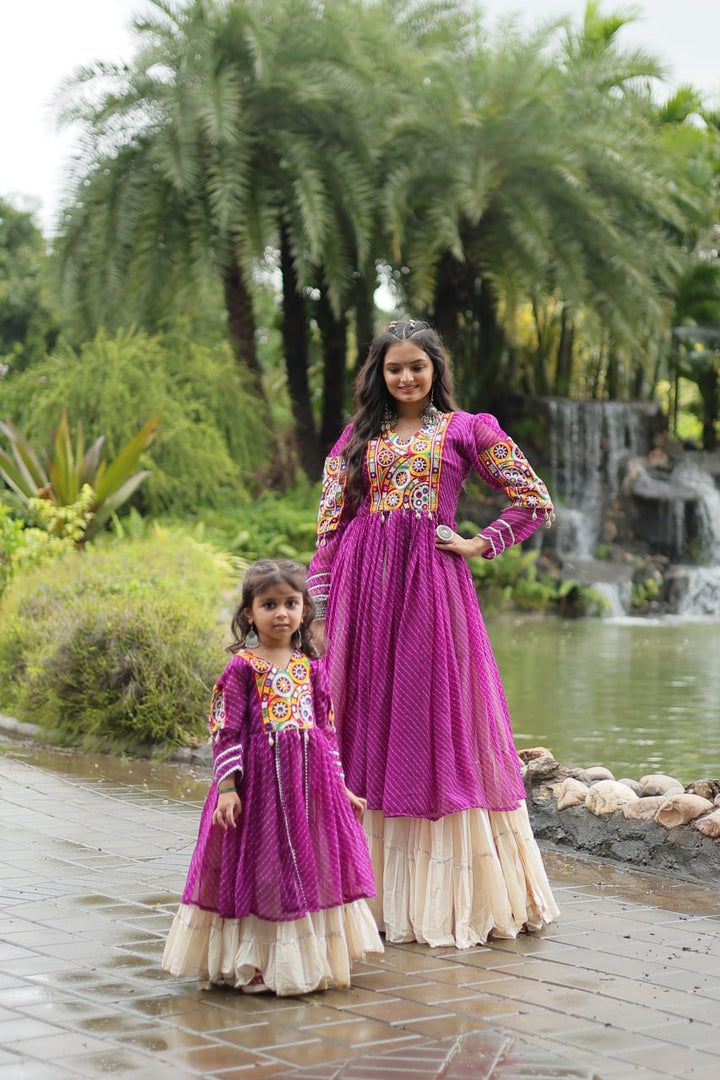 Purple Color Kora Cotton with Standard Frill stitching Lehenga