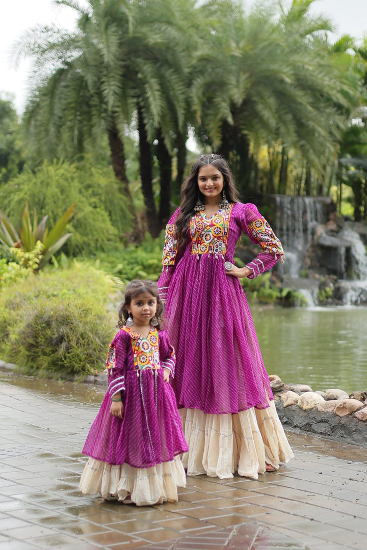 Purple Color Kora Cotton with Standard Frill stitching Lehenga